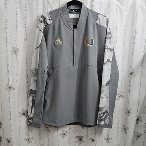 MIAMI HURRICANES ADIDAS LS GREY DRI-FIT JACKET SHIRT SIZE MEDIUM